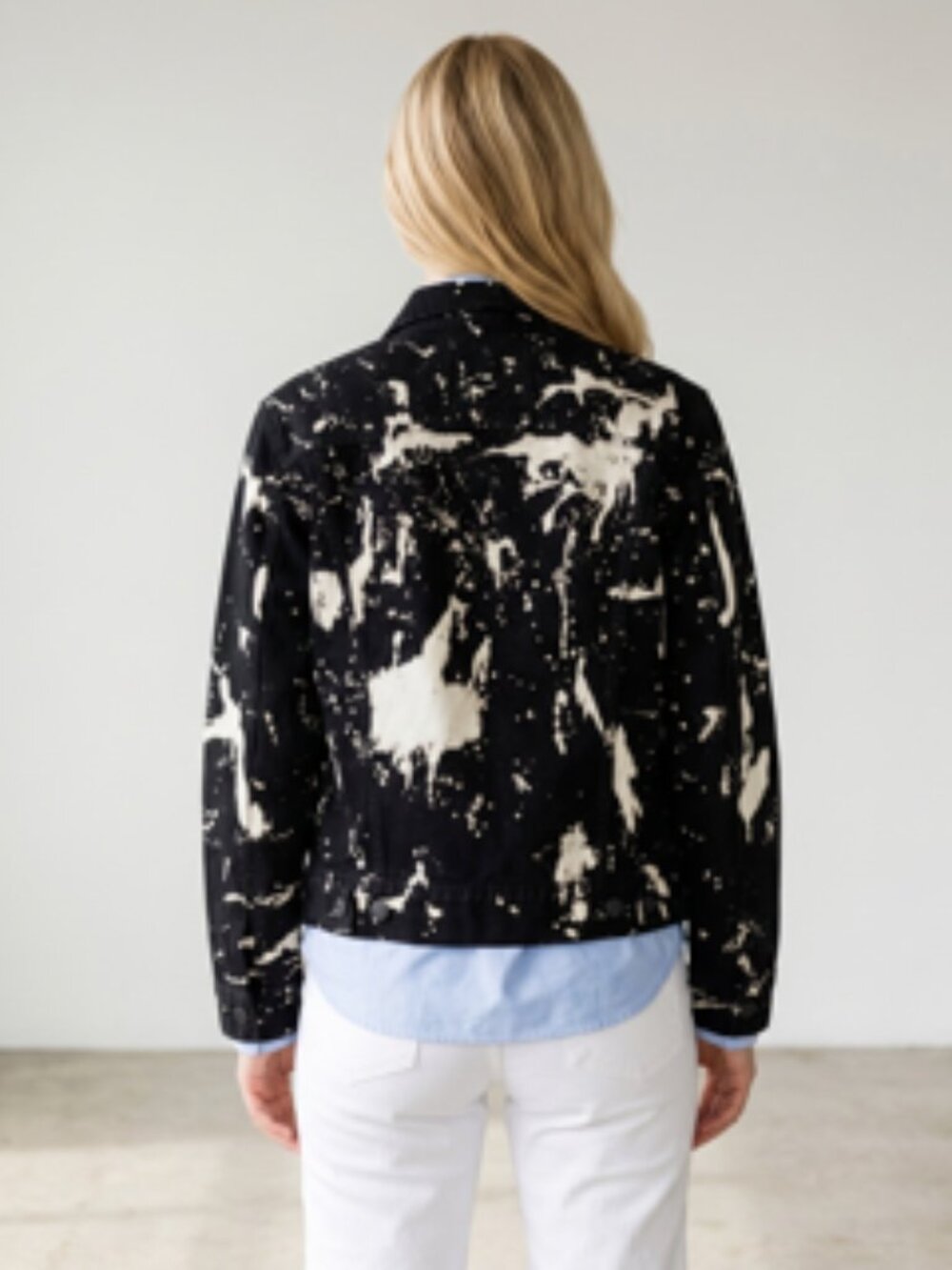 Levi’s Denim Jean‎ Jacket Adult MEDIUM Black Paint Splatter Unisex - Picture 12 of 12